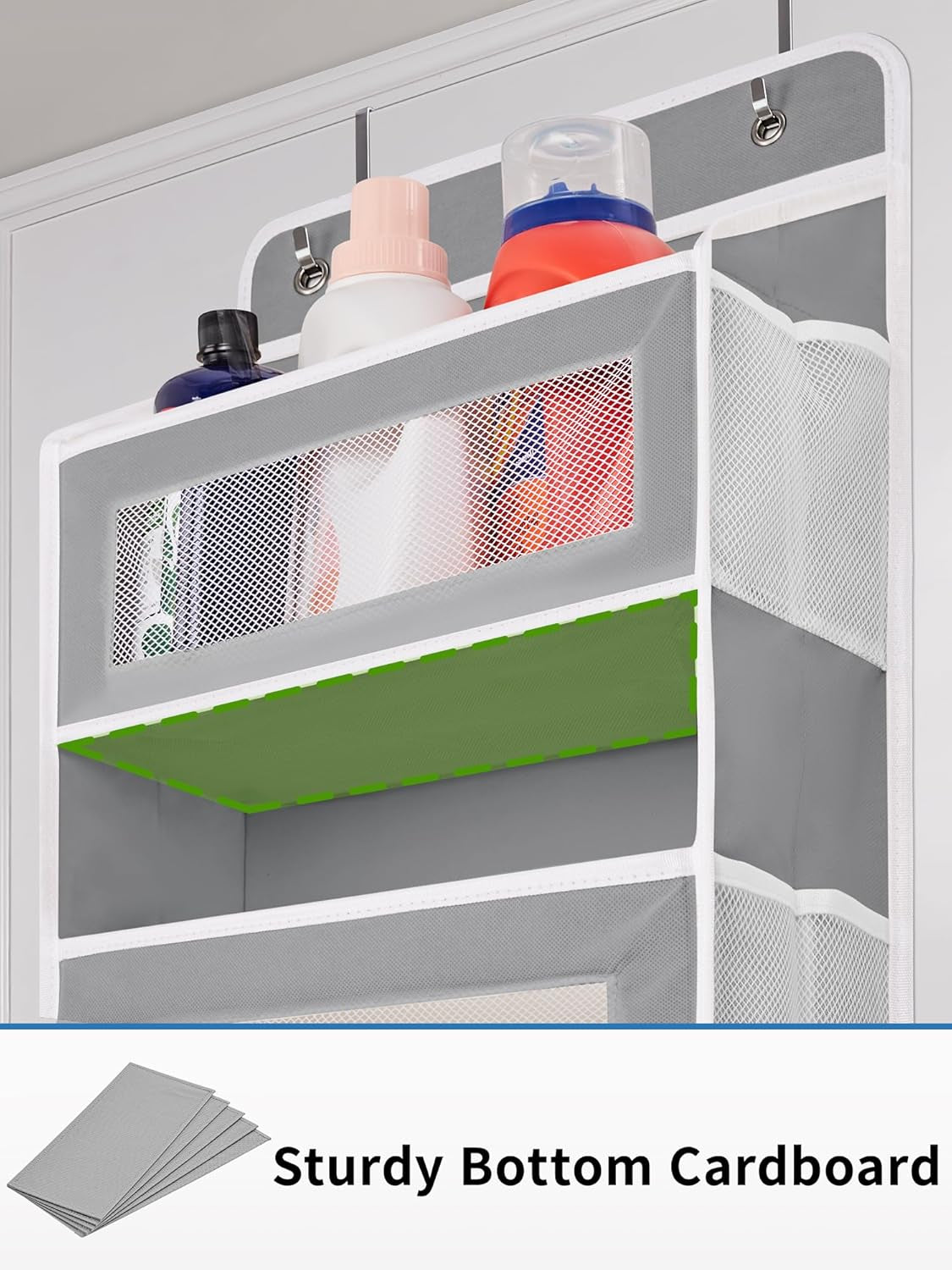 over the Door Organizer for Bedroom, Pantry, Bathroom, 5 Shelf Grey
