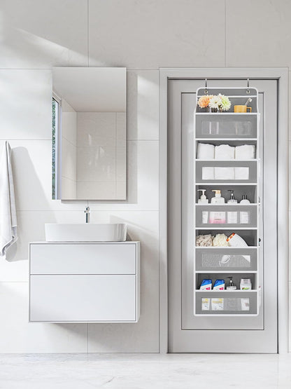 over the Door Organizer for Bedroom, Pantry, Bathroom, 5 Shelf Grey