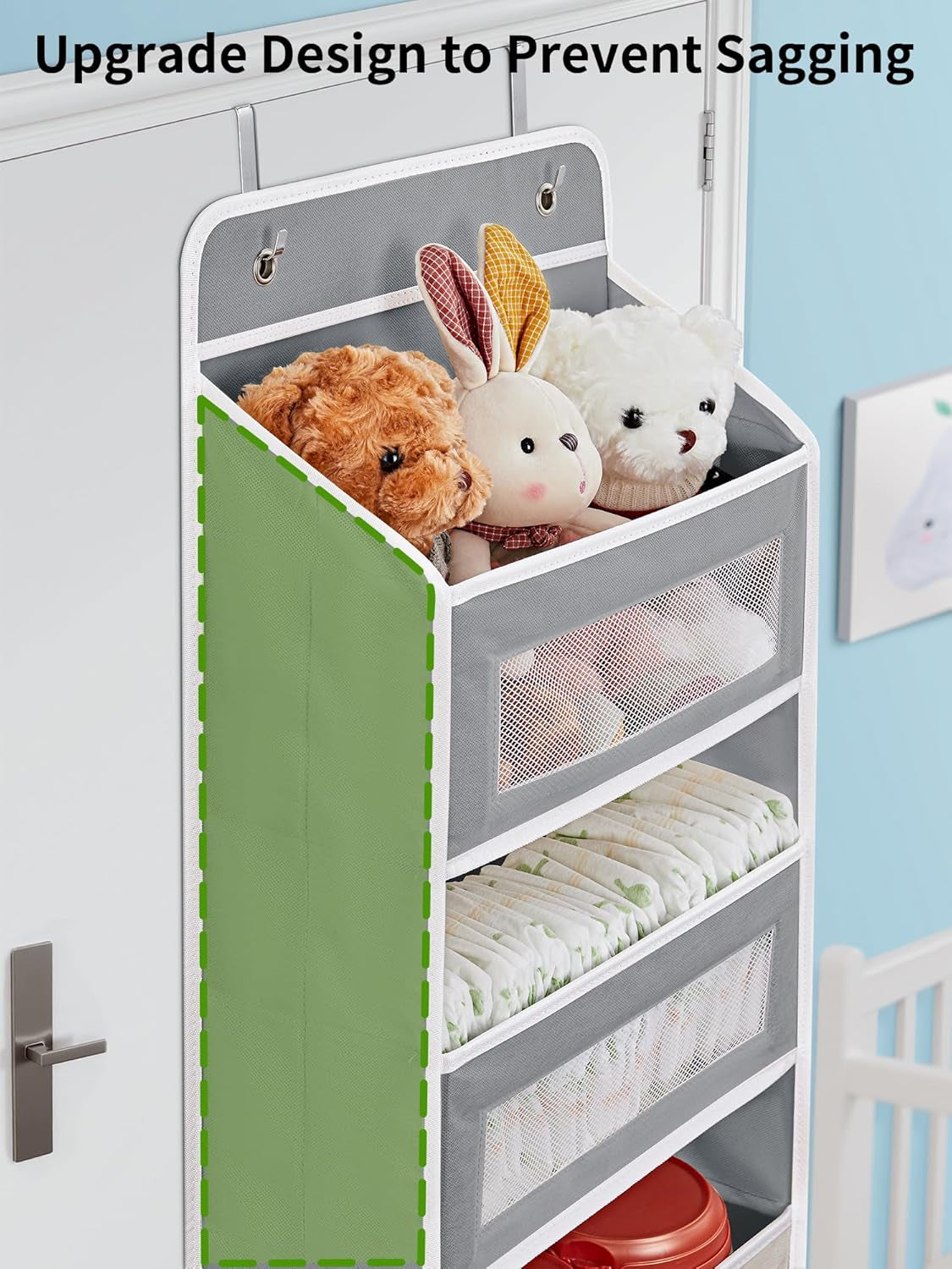 over the Door Organizer for Bedroom, Pantry, Bathroom, 5 Shelf Grey